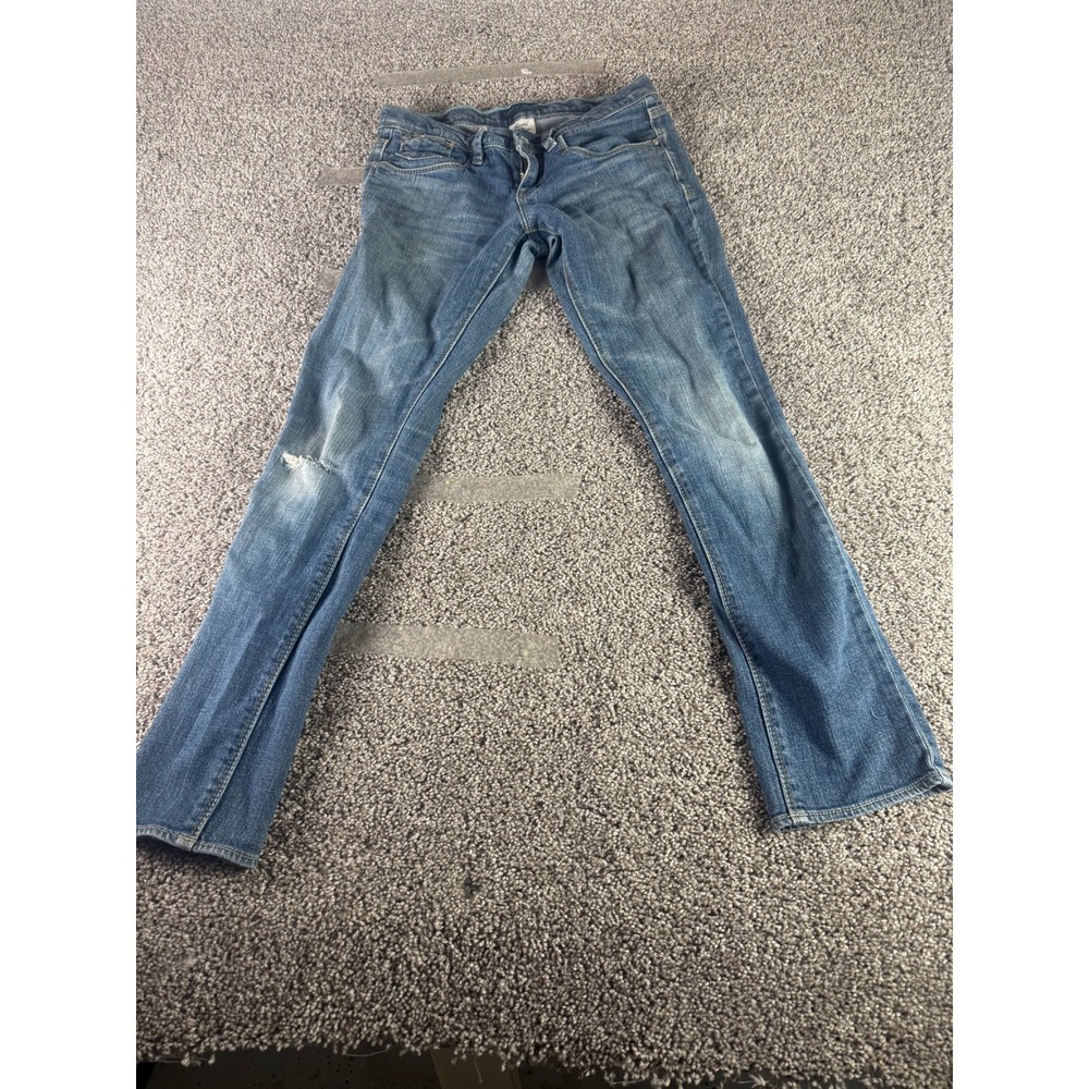 Levi's Skinny Fit Denim Jeans Women's Blue Regular Stretch Distressed Y2K - 14